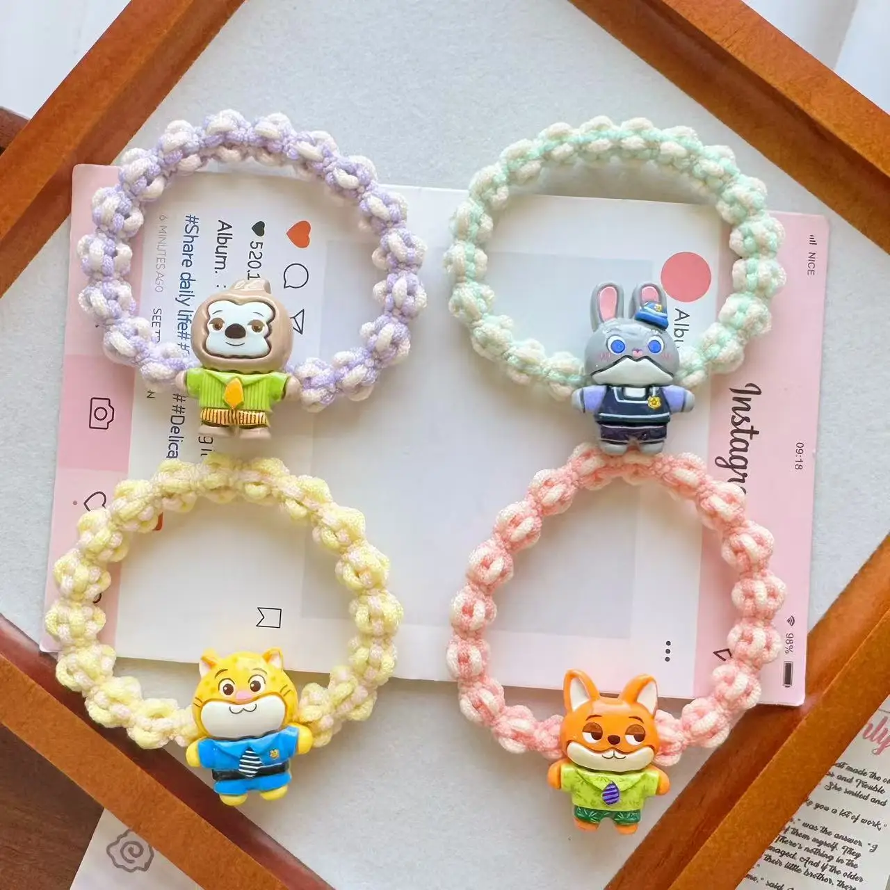 كارتون لرباط شعر Zootopia Judy Nick Tie حبل عالي المرونة على شكل ذيل حصان متعدد الاستخدامات