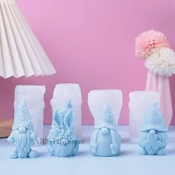 Christmas Dwarf Silicone Candle Mold 3d Santa Claus Aromatherapy Plaster Resin Soap Making Chocolate Ice Baking Tools Home Gifts