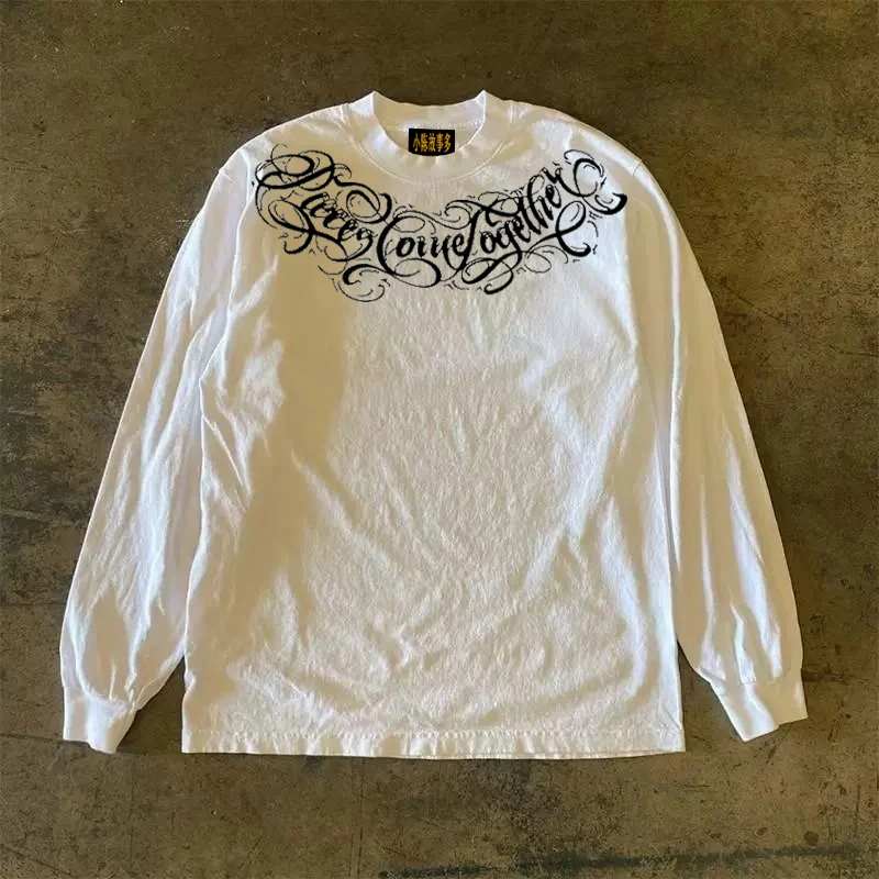 ヘビーウェイト30gsm純綿長袖tシャツ-アメリカンレトロ-オーバーサイズ-ストリートウェア-多用途-快適-秋ファッション-トップス