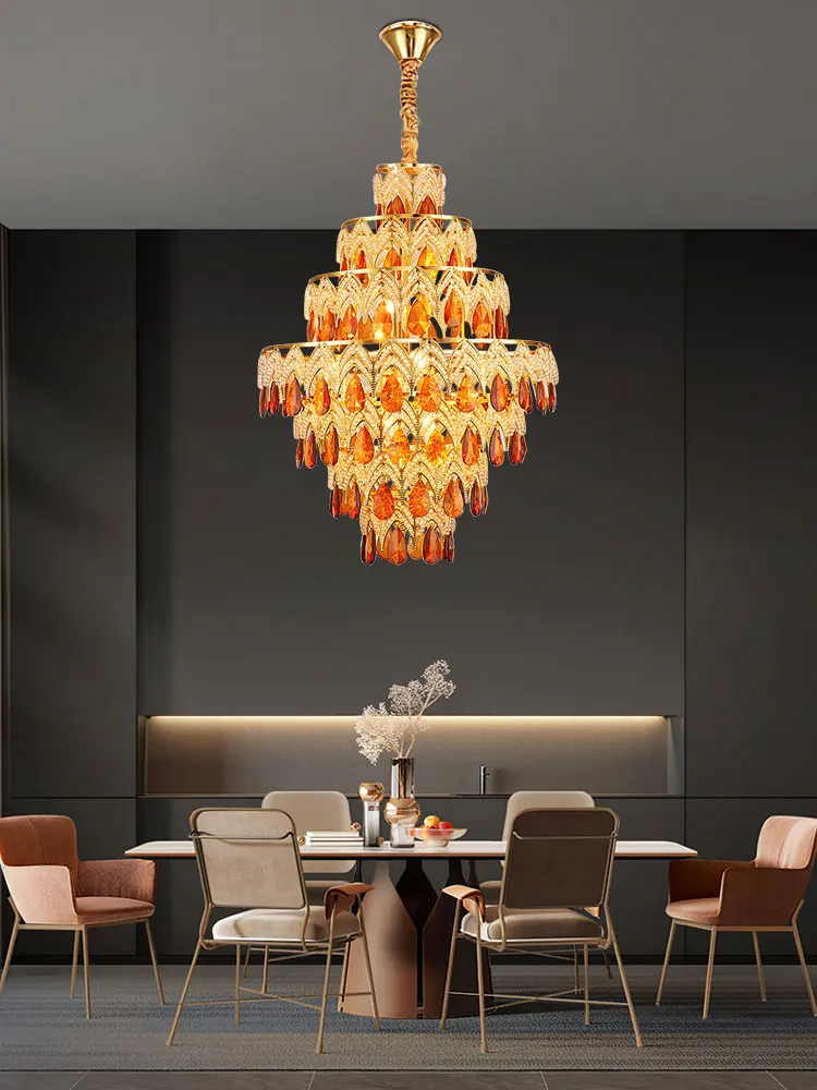 

E14 K9 Crystal Golden Phenix 2025 Chandelier Lighting Hanging Lamps Lustre Suspension Luminaire Lampen For Dinning Room