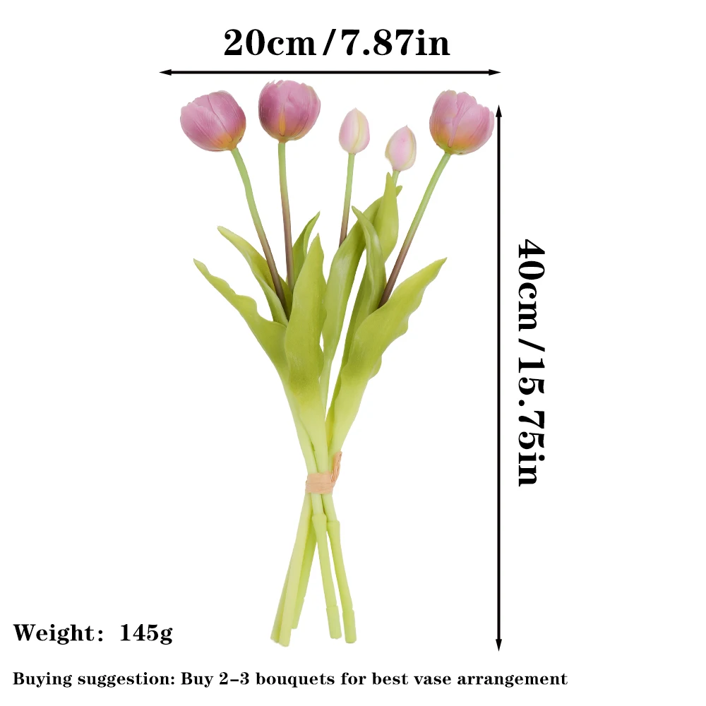 New Soft Glue Multi-Petal Tulip Artificial Flower Real Touch Bouquet 40cm Home Decoration Flower Living Room Floral Decoration