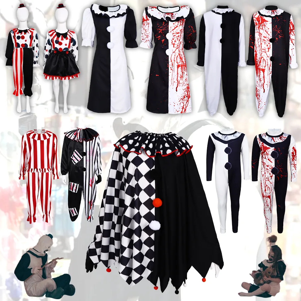 

Horror Clown Cosplay Costume Bloodstained Performance Suit Halloween Role-playing Funny Stage Performance Women's Traditional...