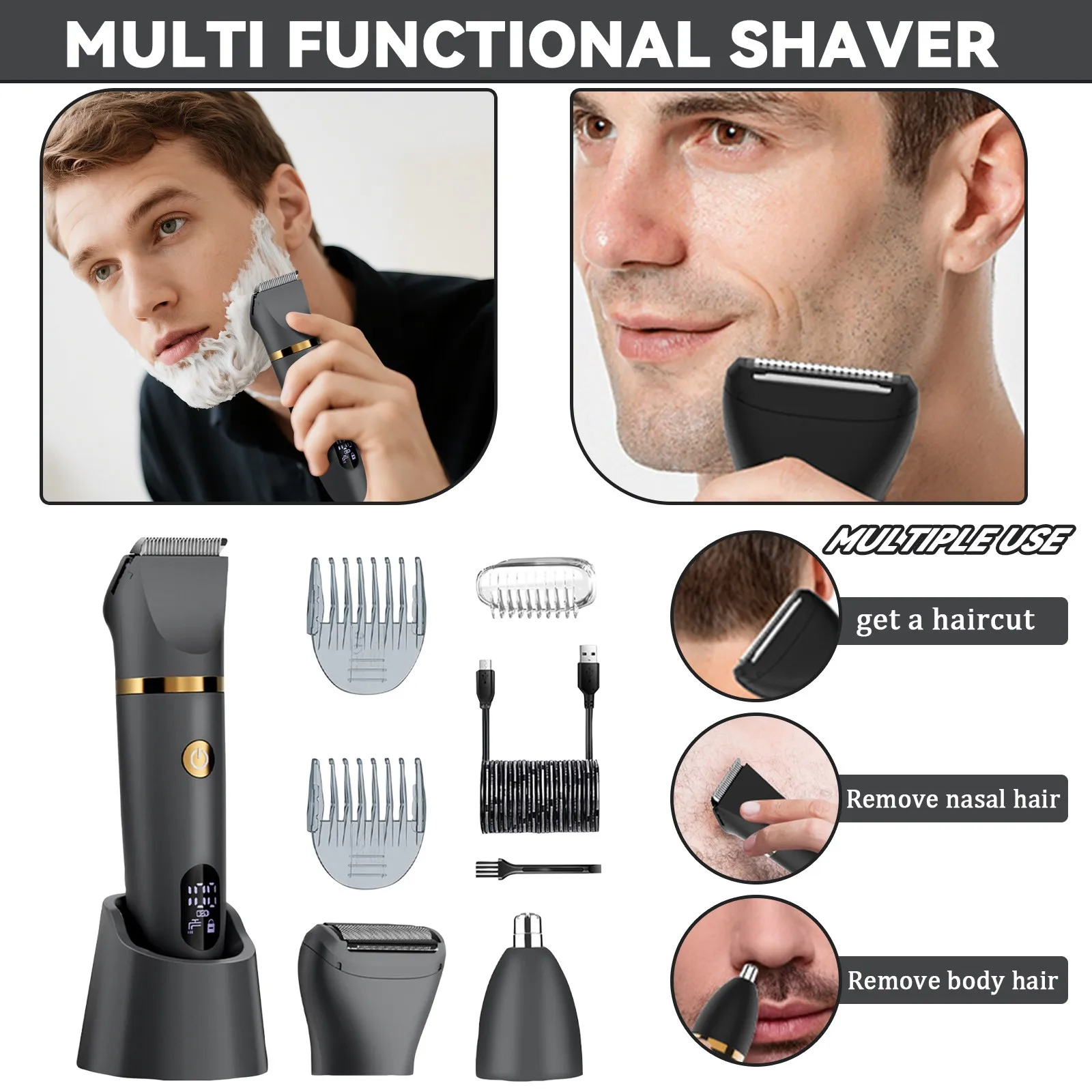 

Professional Shaver Men'S Safety Razor Set Multi Functional Shaver For Hair Body And Nose Hair Shaver Precision Blades Smooth