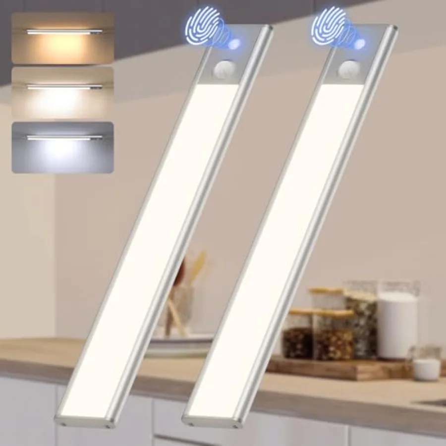 LED Under Cabinet Lighting Rechargeable, Wireless Motion Sensor Light Indoor, 2 Pack 12
