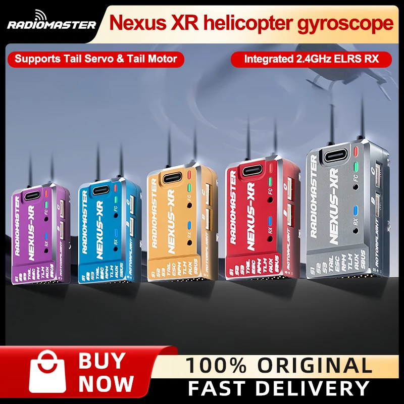 Giroscopio de helicóptero Radiomaster Nexus XR con receptor ExpressLRS incorporado de 2,4 GHz Carcasa de aleación de aluminio CNC Caja negra integrada