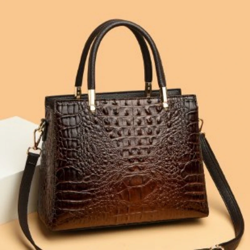 2023 Fashion Women's One Shoulder Handbag with Retro Crocodile Pattern in Europe and America Large Capacity Crossbody Bag