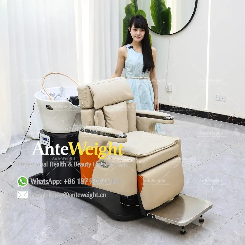 Modern Luxury Automatic Electric Rotating Salon Barbershop Washing Shampoo Bowl and Chair