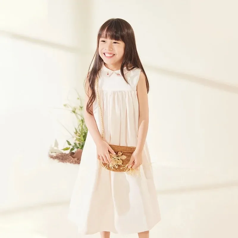 2026 Girls Dress Summer New Fashion Korean Children's Dress Cotton Cute Party Dress Long Skirt Children's Clothing