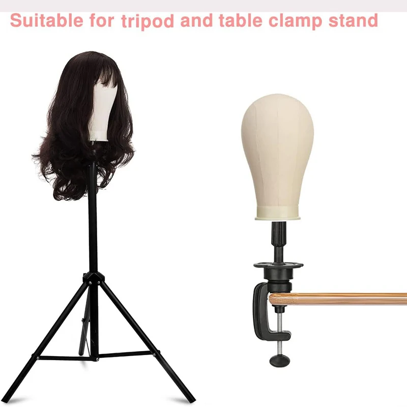 23-inch canvas blok mannequin hoofd voor pruiken maken display met pruikdoppen, T-pinnen, C-borstel
