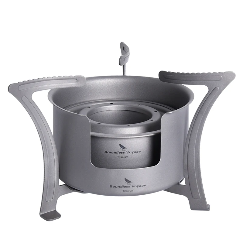 Boundless Voyage Camping Alcohol Spirit Stove z stojakiem na garnek Palniki tytanowe Outdoor Travel Hiking Backpacking Mini Furnace