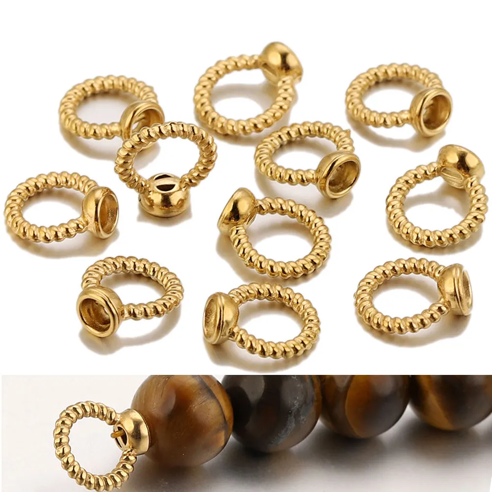 20/40pcs PVD Stainless Steel End Bead Tip Double Hole Connector Rings End Caps For Necklace Bracelet Jewelry Making Materials