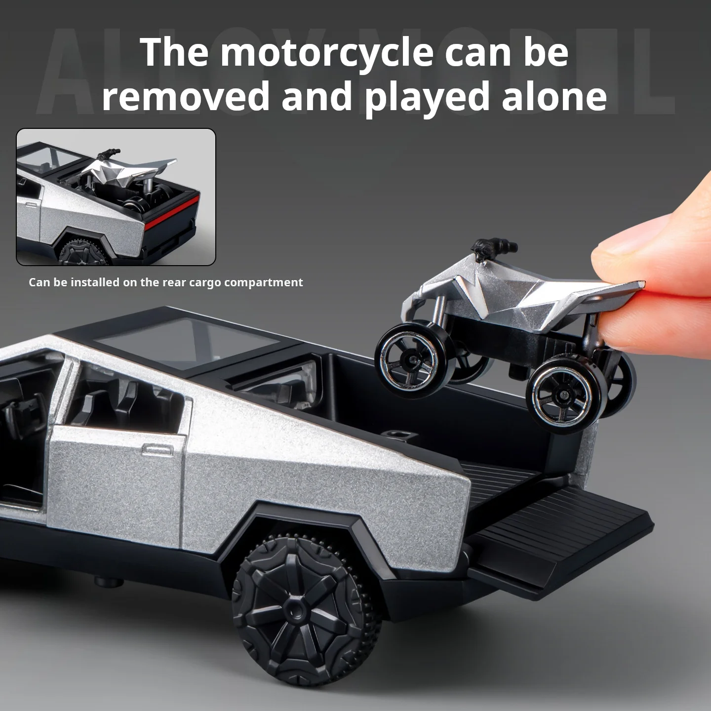 1:36 Cybertruck Toys على الطرق الوعرة مركبة يموت يلقي نموذج سيارة الشاطئ دراجة نارية هواية تحصيل هدية عيد ميلاد لصبي #5