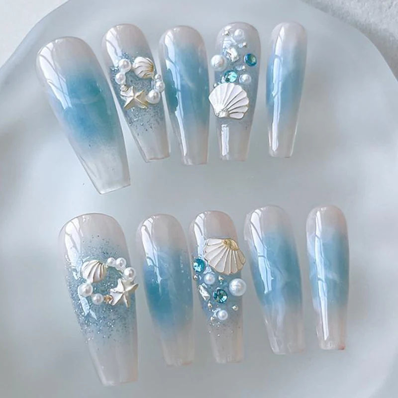 สะเก็ด3D เปลือกหอยมุกอัลลอยด์ perlengkapan Nail Art เปลือกหอยหลากสีอุปกรณ์ตกแต่งเล็บแบบ DIY