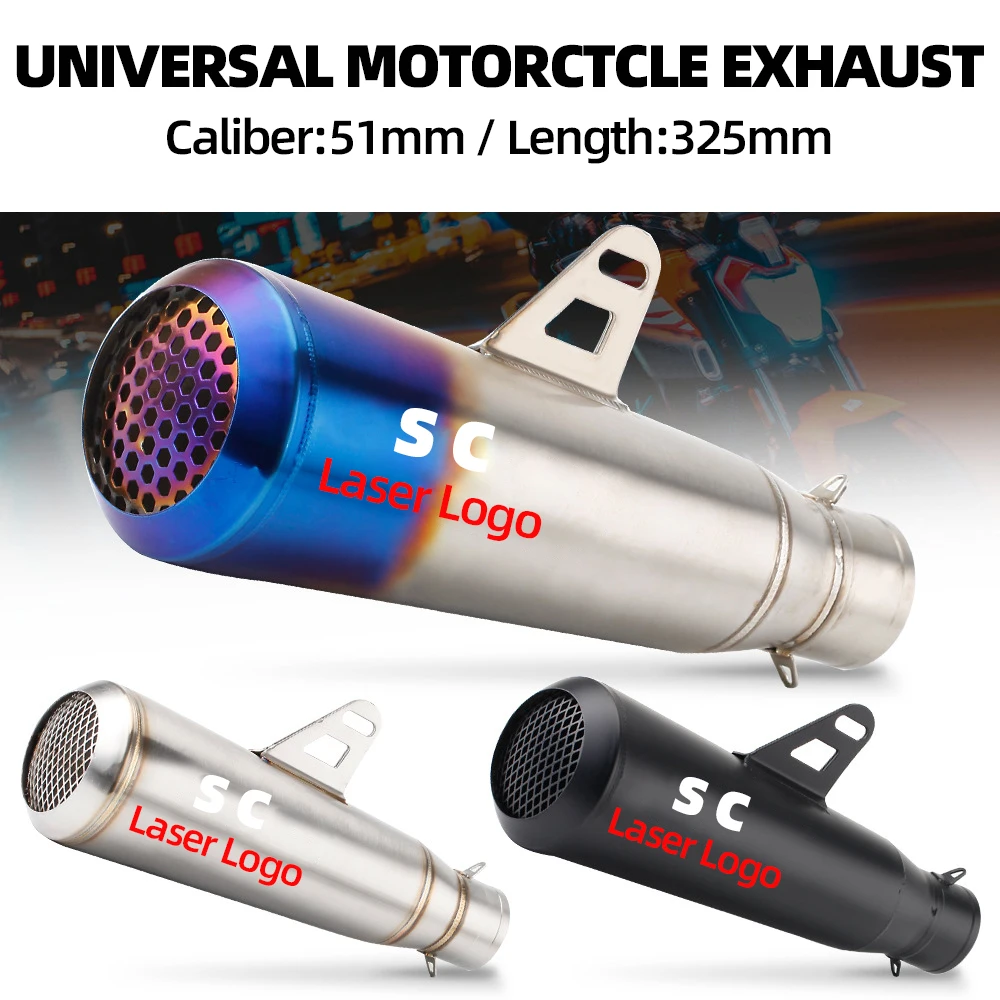 

51MM Universal sc Motorcycle Exhaust Pipe for CB190R CBR500 Z800 Z900 R6 ZX-6R ETC Motorcycle GP-project Exhaust Modified Parts