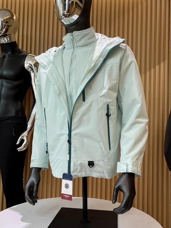 

ex Thiened Outdoor Jaet Fce Осенне-зимнее пальто на подкладке Теплое молодежное пальто с подставкой на молнии, украшенное без глажки...