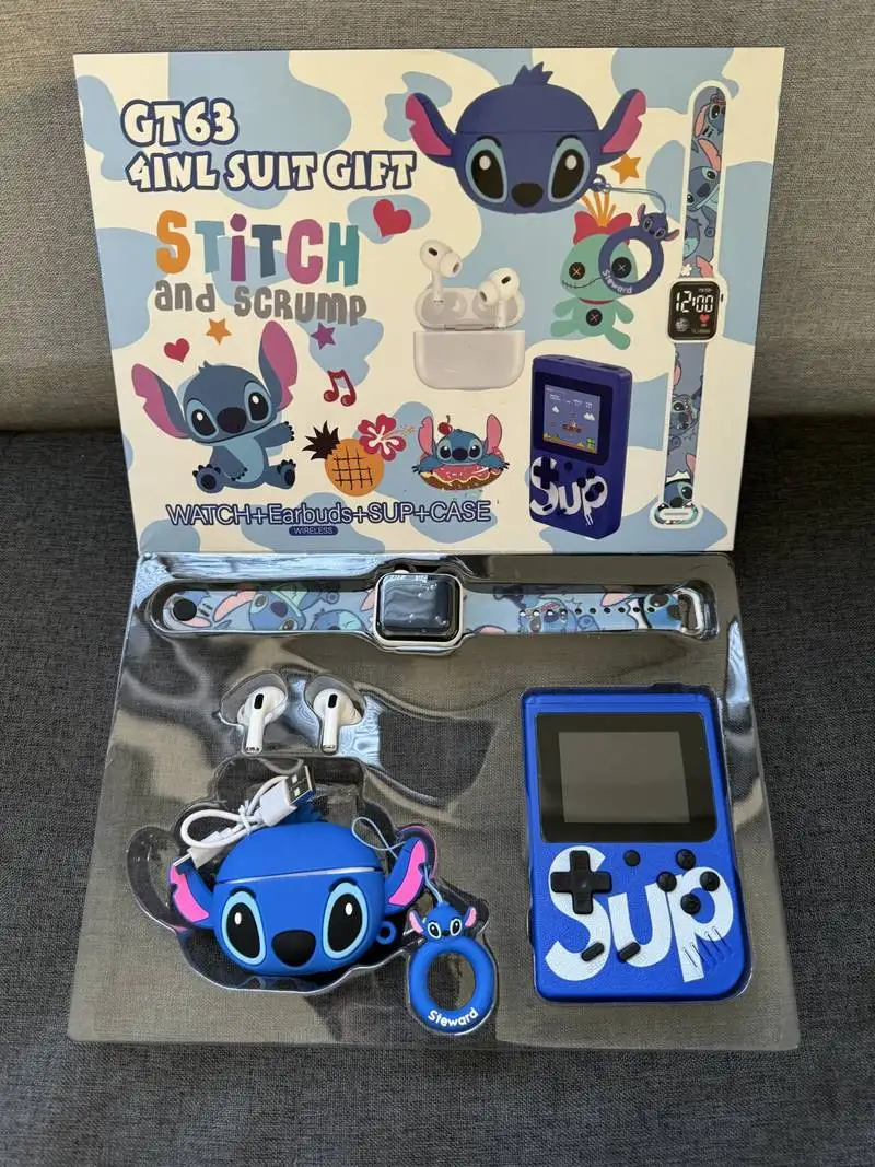 

Подарочный набор Disney 4 в 1, умные часы с героями мультфильмов, мини-игровая консоль, Tws, наушники, чехол, милый аниме, периферийные устройства, подарок для ребенка