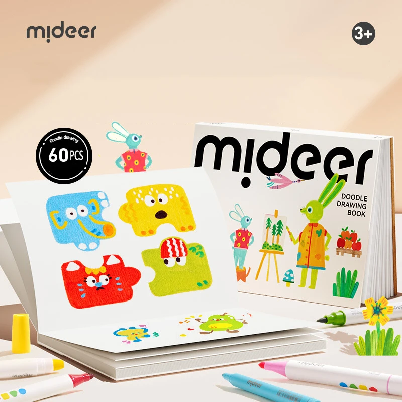 Mideer 60 Sheets Doodle Drawing Book Children Sketchbook Paper Thickening 140g A4 Double-Faced Graffiti Coloring Book Kids 3Y+