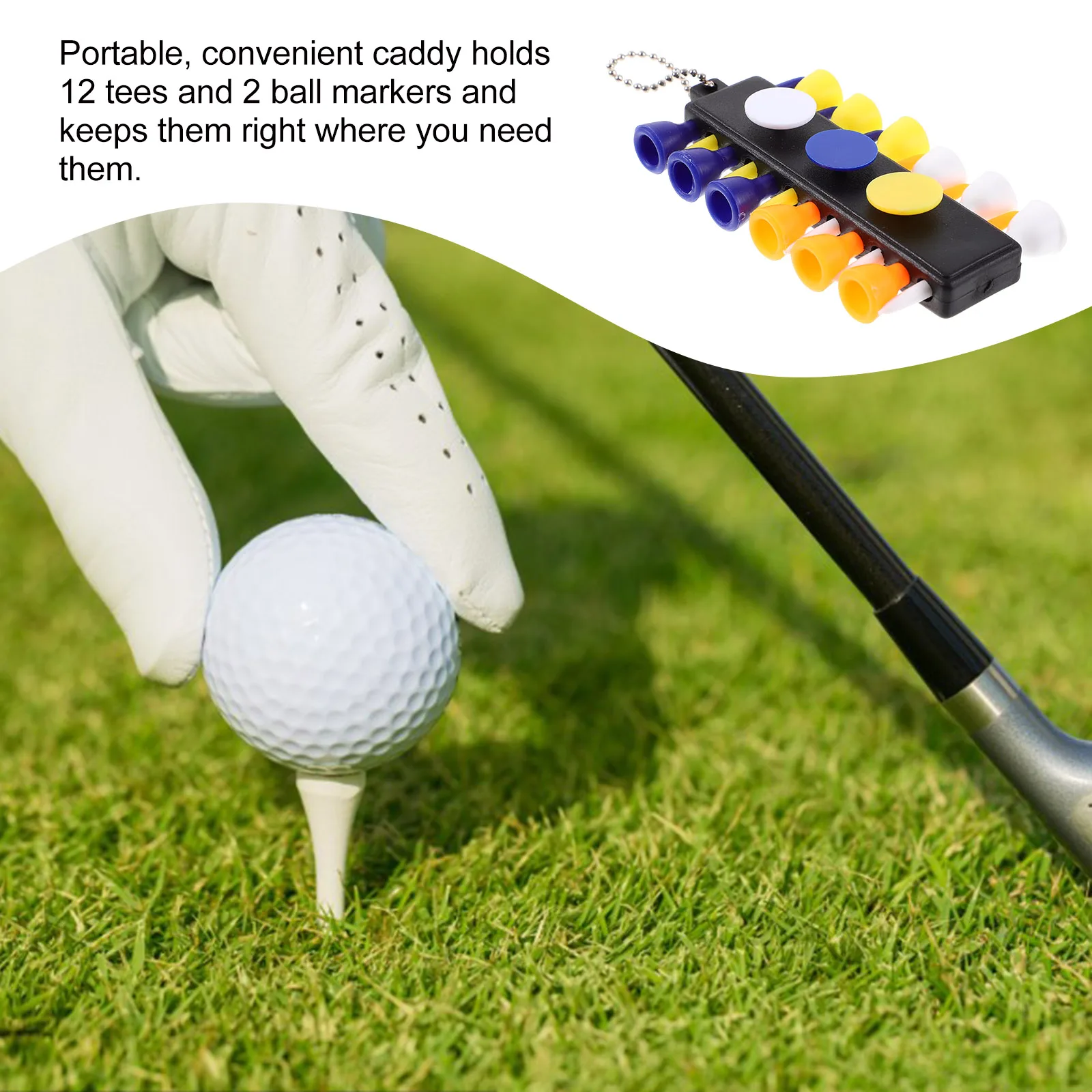 

Golf Tee Holder for Bag Tools Accessories Ball Marker Brush and Groove Cleaner Divot