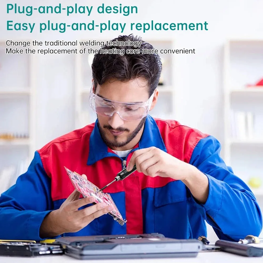 Digital Display USB Rechargeable Soldering Iron Portable Wireless DIY Tool Kit For Home Appliance Repair with Smoke Absorber