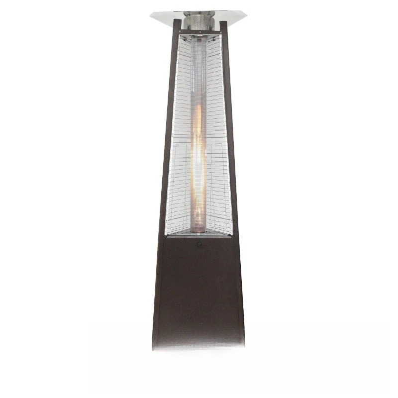 Outdoor heater, triangular tower, liquefied quartz glass tube