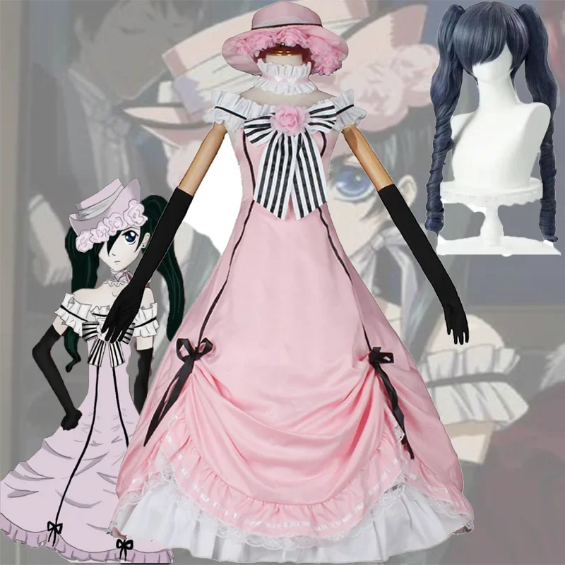 Anime Black Butler Cosplay Ciel Robin Cosplay Costume Dress Wig Bustle Suits Haloween Party Role Play Uniform for Women