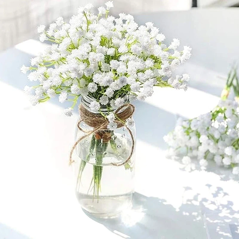 10Pcs 30Heads 29cm BabysBreath Artificial Flowers Plastic Gypsophila DIY Floral Bouquets Arrangement for Wedding Home Decoration