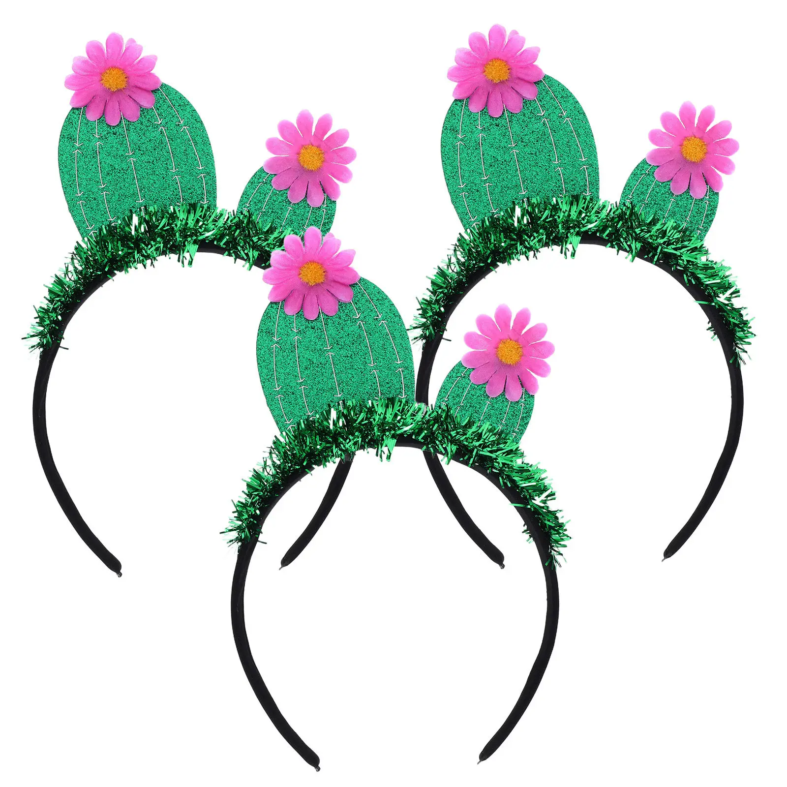 3Pcs Cactus Headband Cute Party Hair Accessory Novelty Headbands for Tropical Beach Birthday Cactus Headband Costume