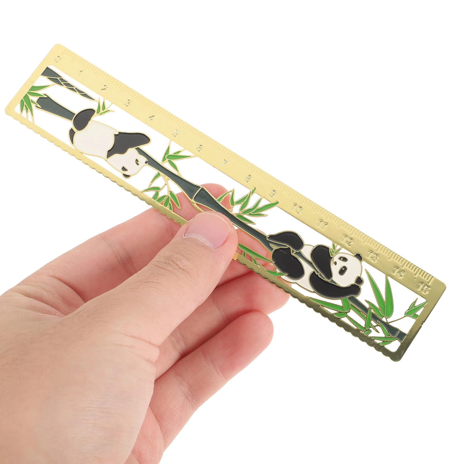 บุ๊คมาร์คโลหะ Pandas -P002 Book Marker ไม้บรรทัดตรงสไตล์จีนแกะสลักสร้างสรรค์ Panda Design สําหรับ