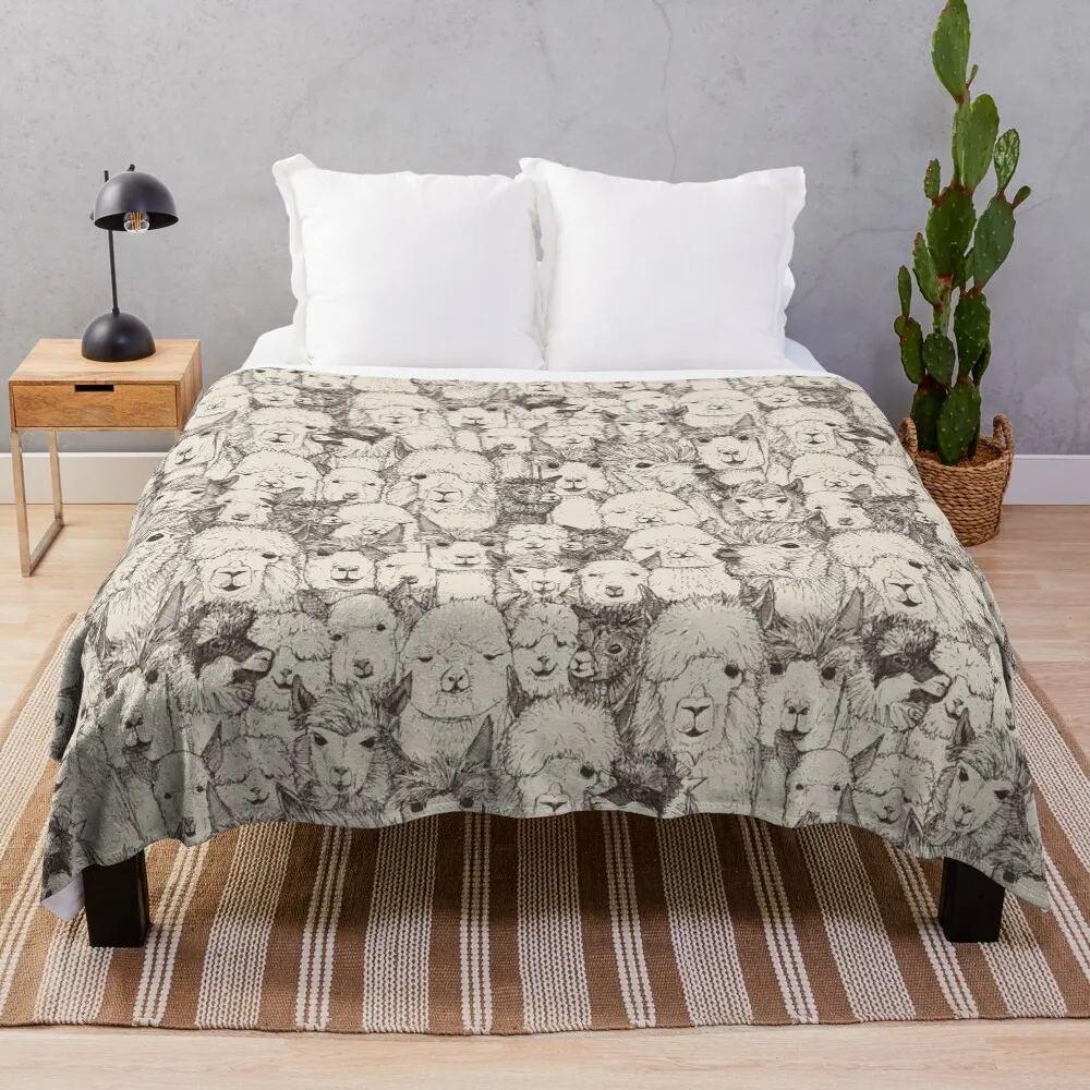 

just alpacas natural Throw Blanket