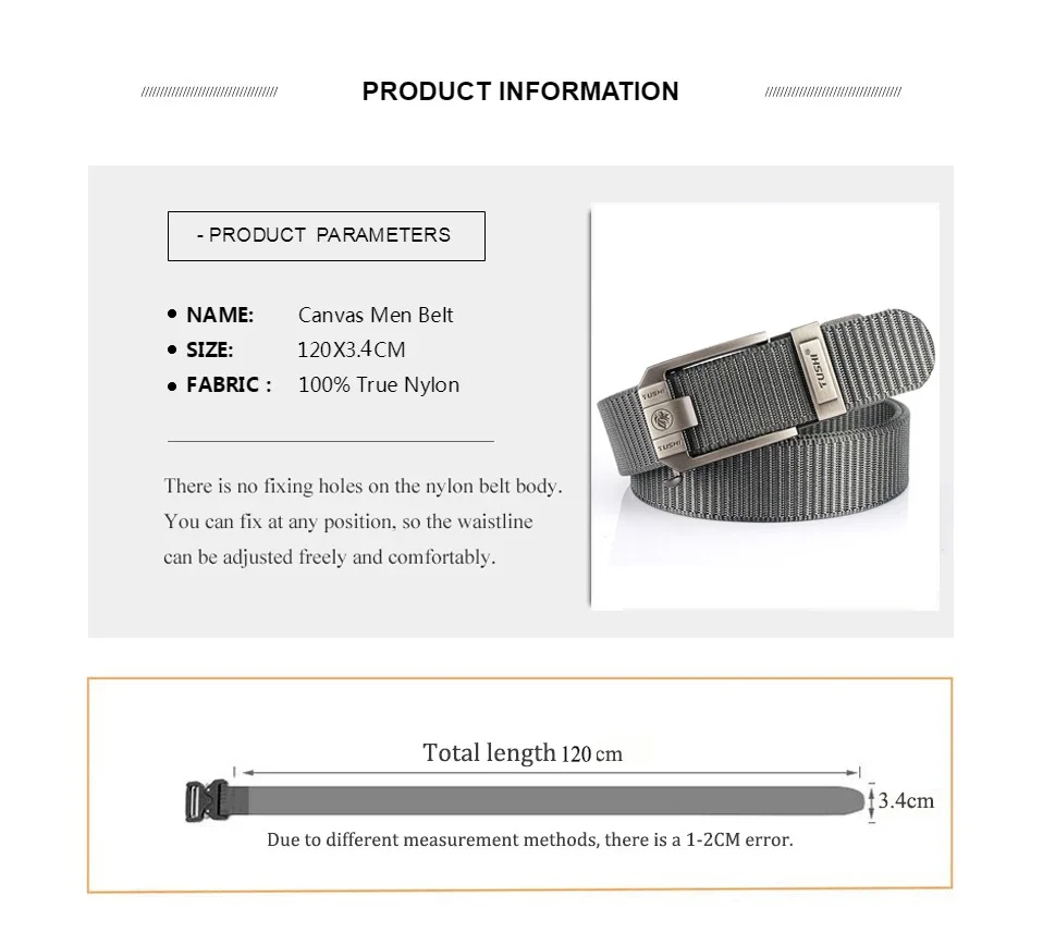 Luxury Metal Automatic Buckle Canvas Belts For Men Thick Tough Nylon Webbing Waistband Outdoor Jeans Pants Tactical Belt Hiking