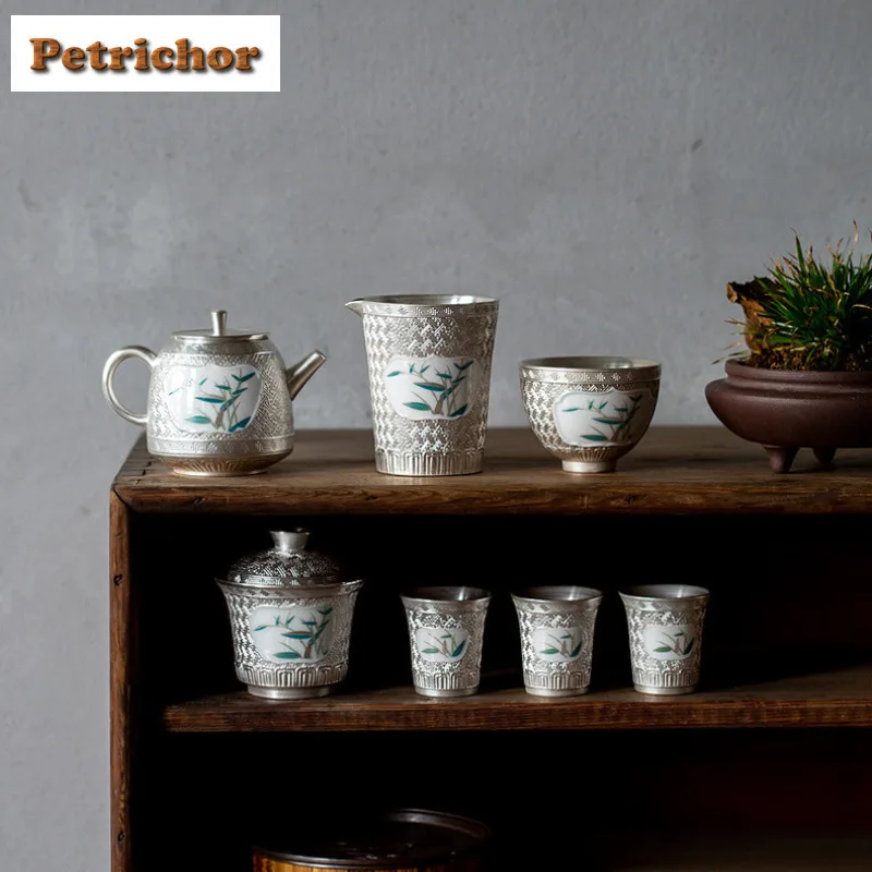 170 مللي نافذة فضية مذهبة إبريق شاي من الخيزران أنيق الشاي Infuser وعاء صانع الشاي غلاية مع ثقب الكرة Teaware اكسسوارات هدية الحرفية