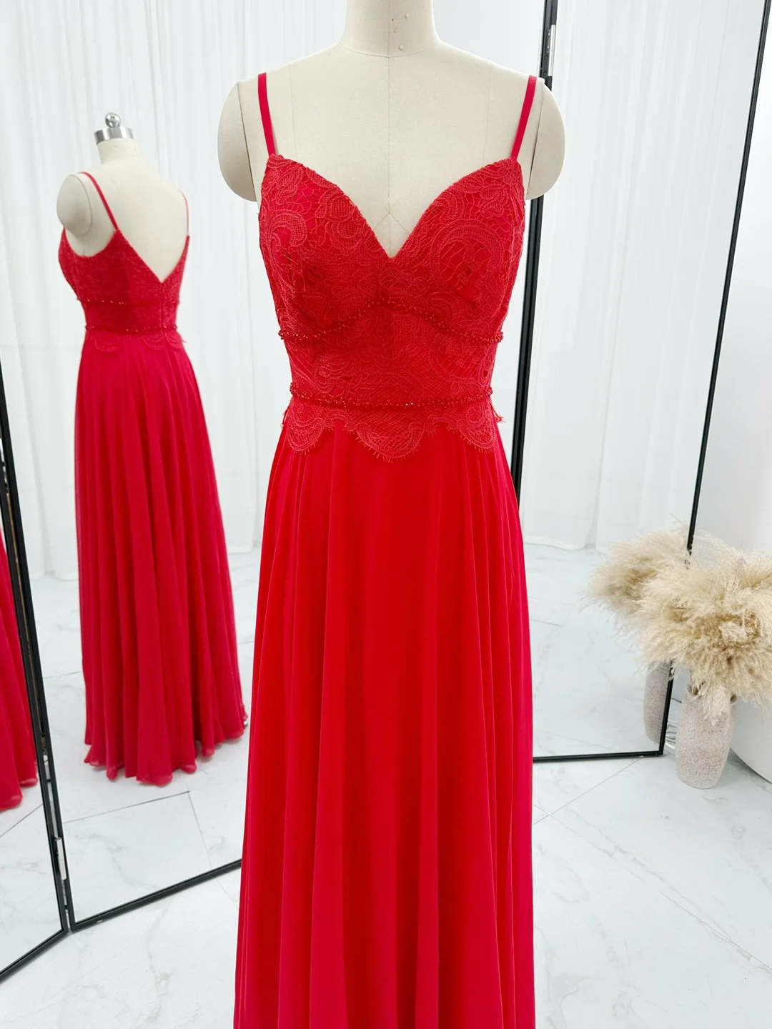 Gonna per abito da sera dimagrante con Top a tubino minimalista in Chiffon rosso grande M1143