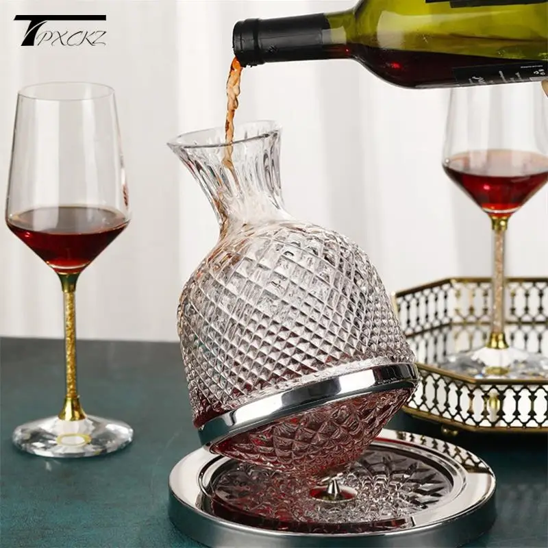 1500ml Decanter Wine Dispenser Aerator Mirror Jug Gift Bar Decoration High Grade Crystal Glass 360 Rotating Decanter Tumbler