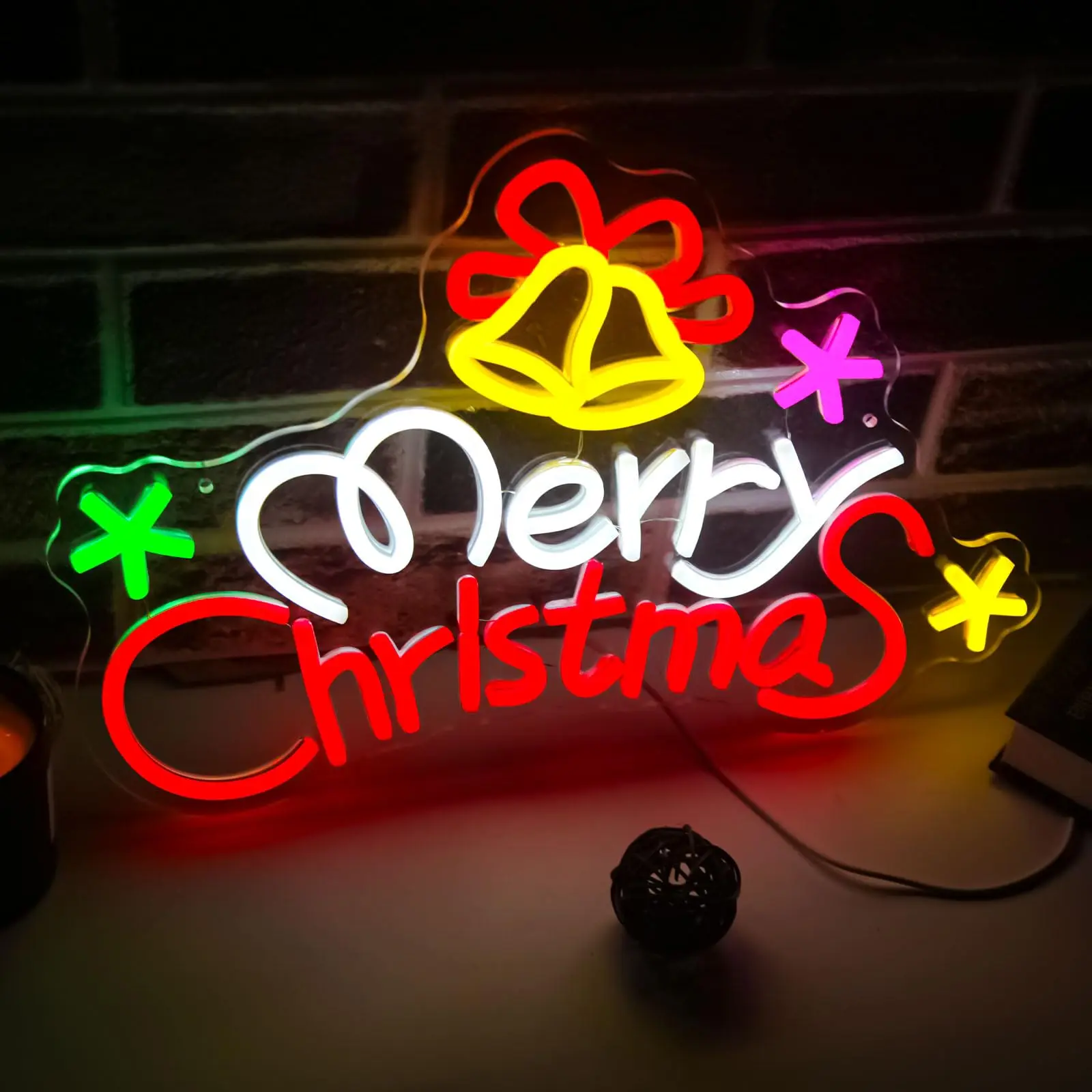 الملونة عيد ميلاد سعيد أجراس النيون تسجيل USB عكس الضوء ضوء النيون تسجيل جدار ديكور للحزب المنزل متجر نافذة الباب بار عطلة Fes