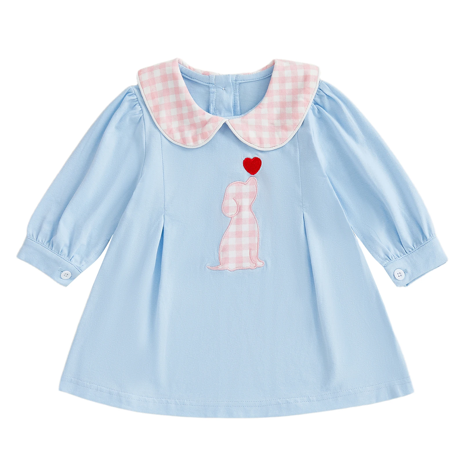 Toddler Girl Valentine s Day Dress Short Sleeve Bunny Embroidery Dress Holiday Outfit with Matching Headband