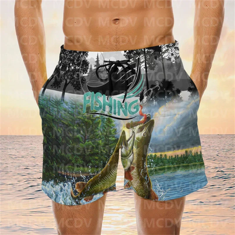 Grappige Mannen Vissen Strand Shorts Basvissen Shorts Zwemshort