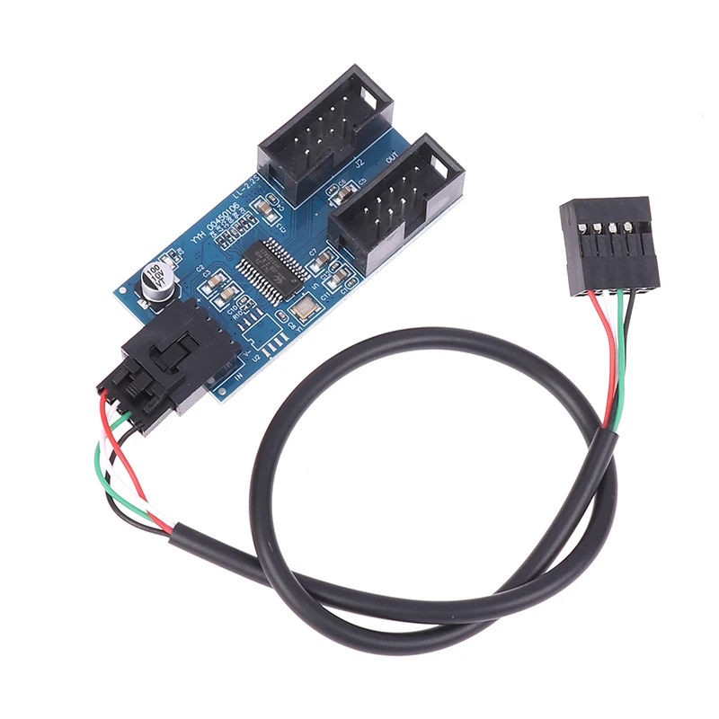 1Pc USB 9 Pin Interface Header Motherboard Extension Splitter 1 To 2 Cable Desktop USB2.0 Connectors Adapter Port-F(x)