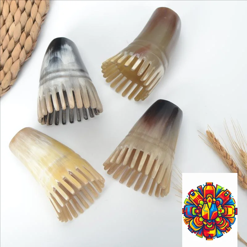 Handcrafted Cow Horn Comb Wide Teeth for Smooth Detangling and Meridian Massage