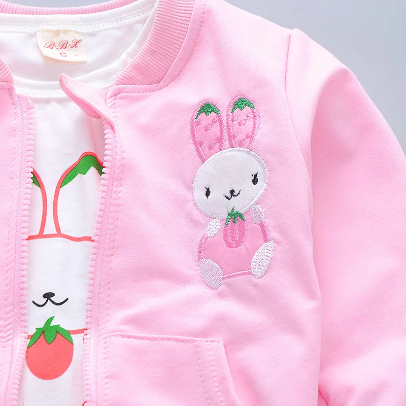 Baby\'s Three Piece Set Spring Autumn Thin Sets Girls Cute Cartoon Clothes Leisure Sports Suit Korean Version Trendy Clothing