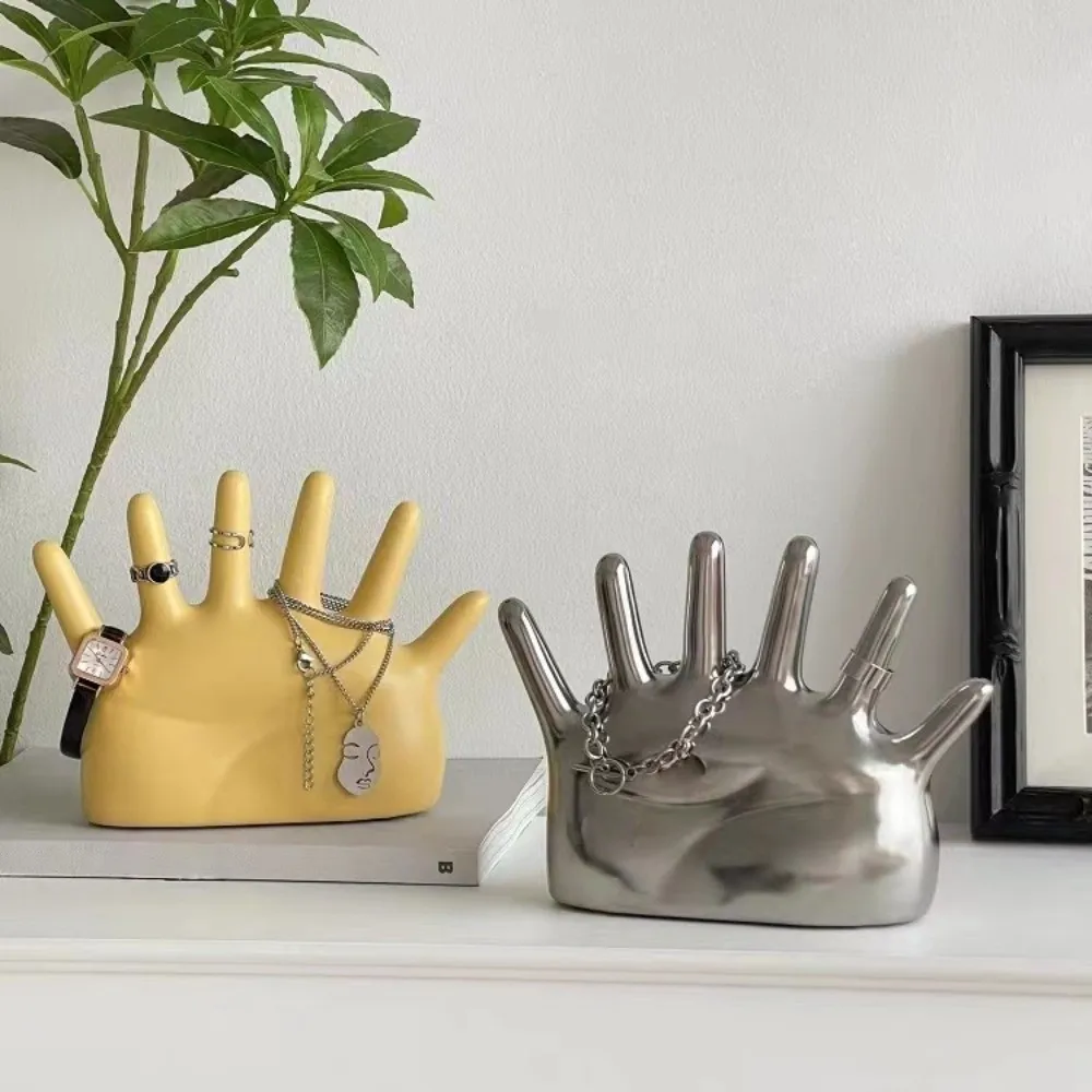 

6-пальцевой держатель для колец в форме ладони, винтажный органайзер для часов из смолы, простые поделки, подставка для ювелирных изделий, декор для гостиной, спальни