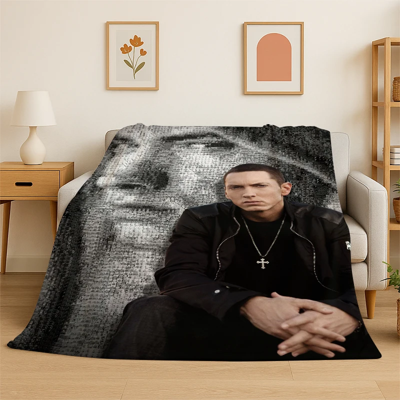 Rapper Eminem Tupac 15pac Hip Hop Rap God Flannel Blanket Soft Warm Throw Blanket for Bedroom Living Room Bed Travel Picnic