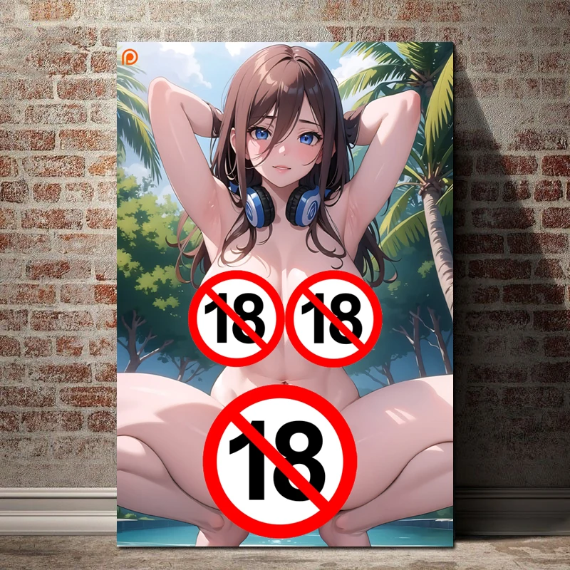 Manga japonesa Big Boods, imagen artística de chica desnuda de Anime, pintura colgante de pared, lienzo impreso, decoración de dormitorio, póster personalizado