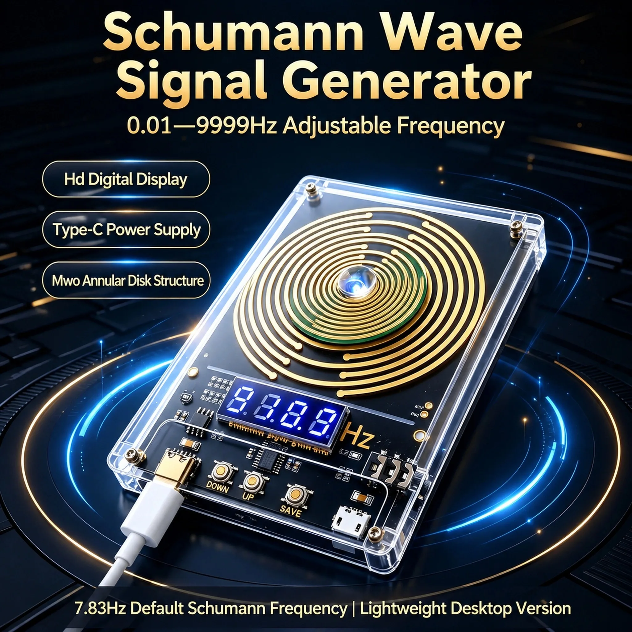 Image of 7,83 Hz Schumann-Wellen-Generator DC5V 0,01-99999 Hz Einstellbare Frequenz Schumann-Sinuswellen-Signalgenerator Typ-C-Schnittstelle