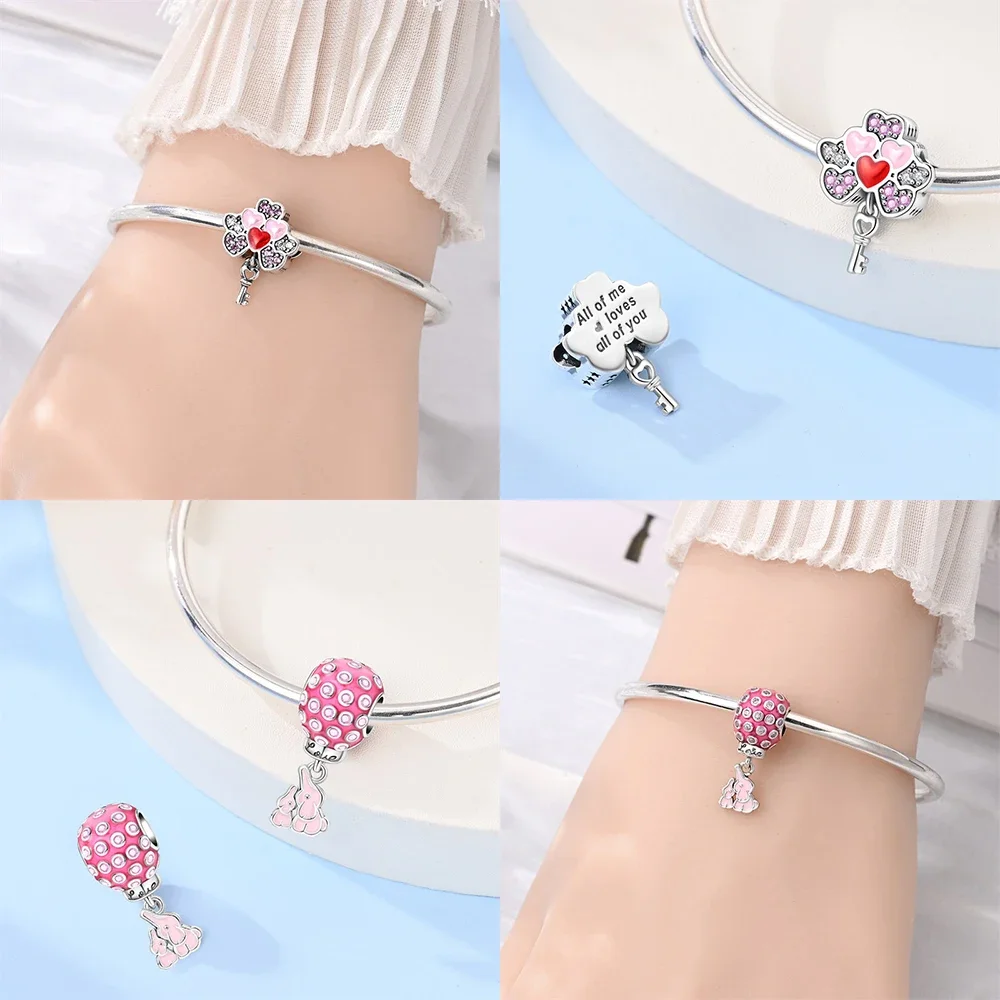 Balloon Butterfly Pendant Cherry Blossom Umbrella Beads Fit Bracelet Women Original 925 Silver Jewelry Diy Anniversary Gift
