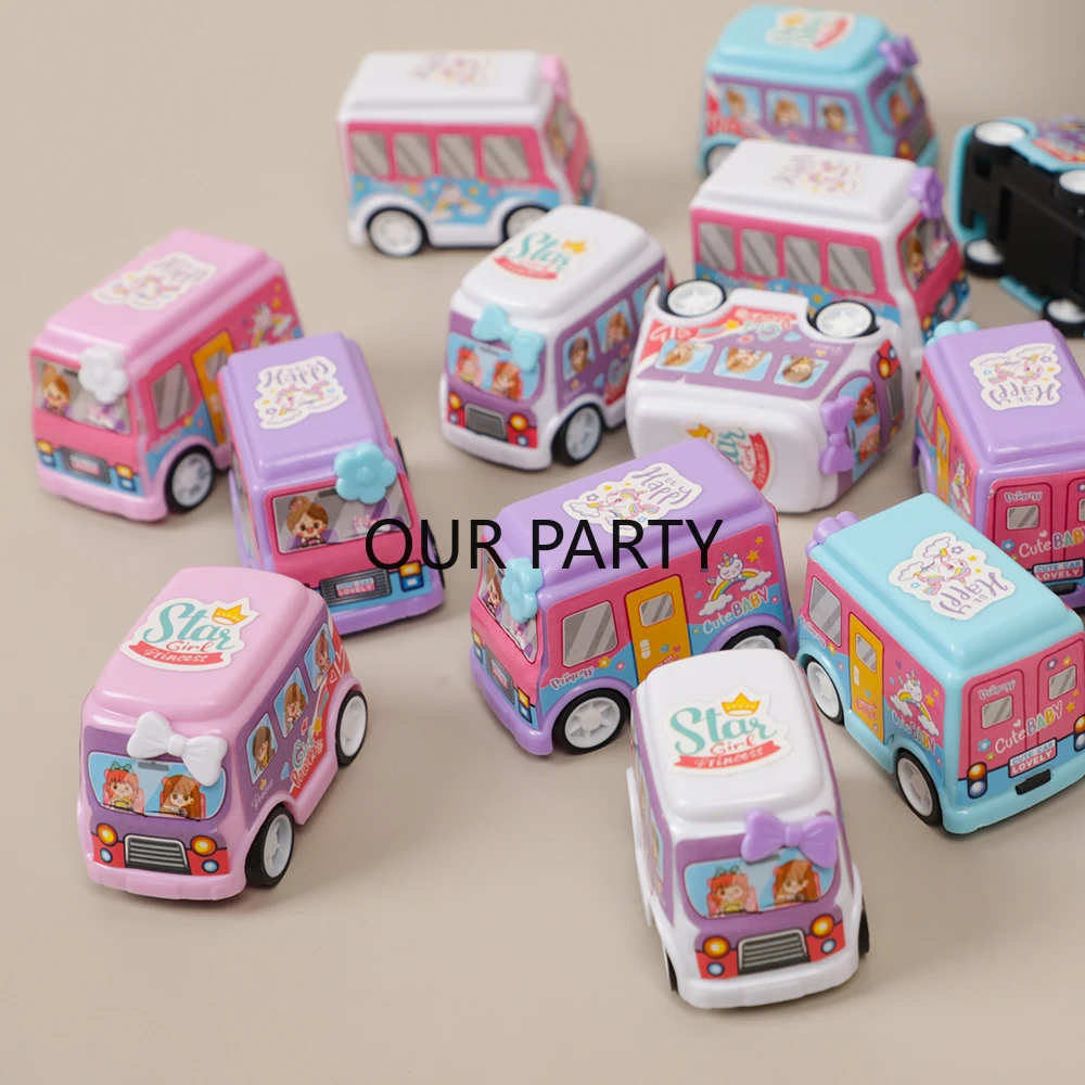 10Pcs Cute Mini Ambulance School Bus Pull Back Cars Toys for Kids Girl Birthday Party Favors Baby Shower Souvenir Pinata Fillers