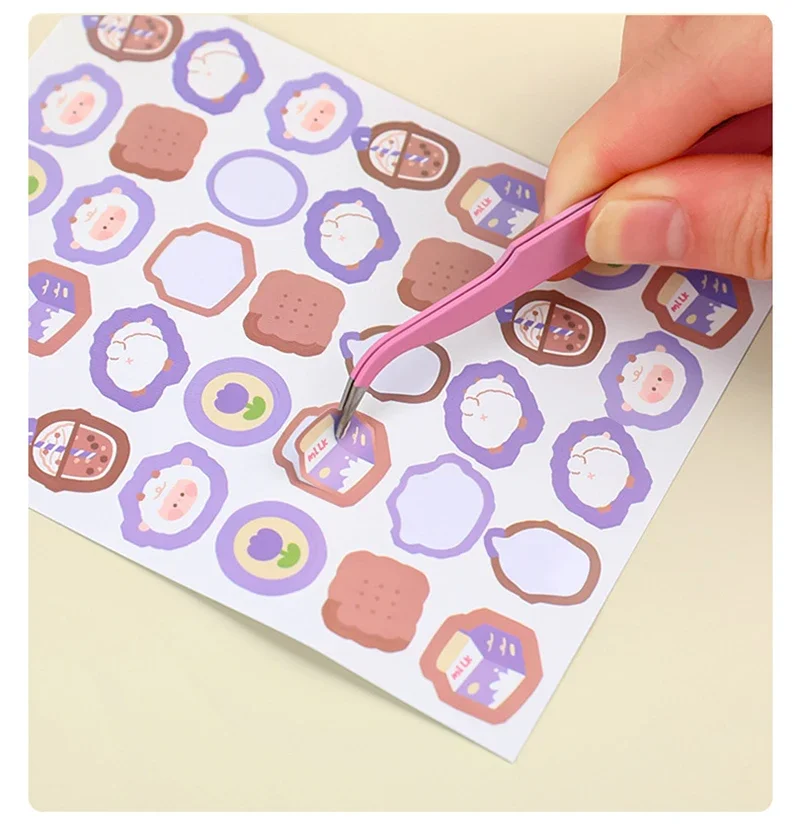 แหนบสแตนเลสแบบตรงและโค้ง 1/2 ชิ้น สำหรับงานตกแต่งเล็บ ติดสติ๊กเกอร์ เพชรปลอม เครื่องมือแต่งหน้า ติดขนตาปลอม DIY