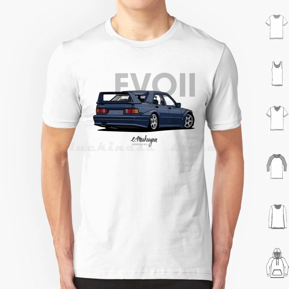 190e Evo Ii (أزرق) تي شيرت 6xl قطن تي شيرت رائع سيارة السيارات السيارات تطور السيارة Dtm ريترو سبورت ألمانيا 190 Evo 2 W201