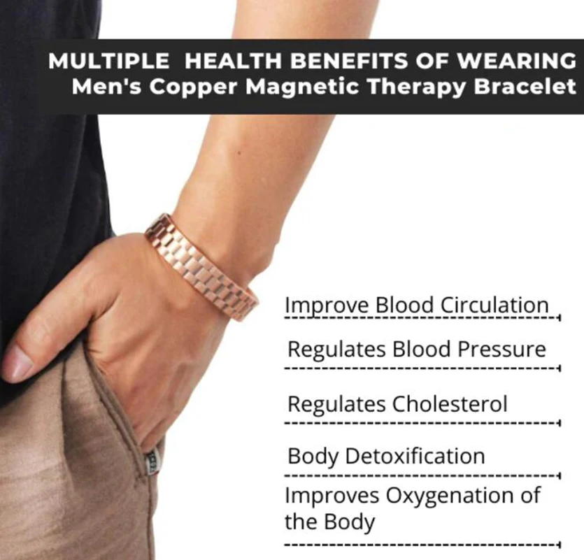 Pure Copper Magnetic Bracelet Men Arthritis Adjustable Magnets Women Cuff Therapy Health Energy Bangles Charm Jewelry