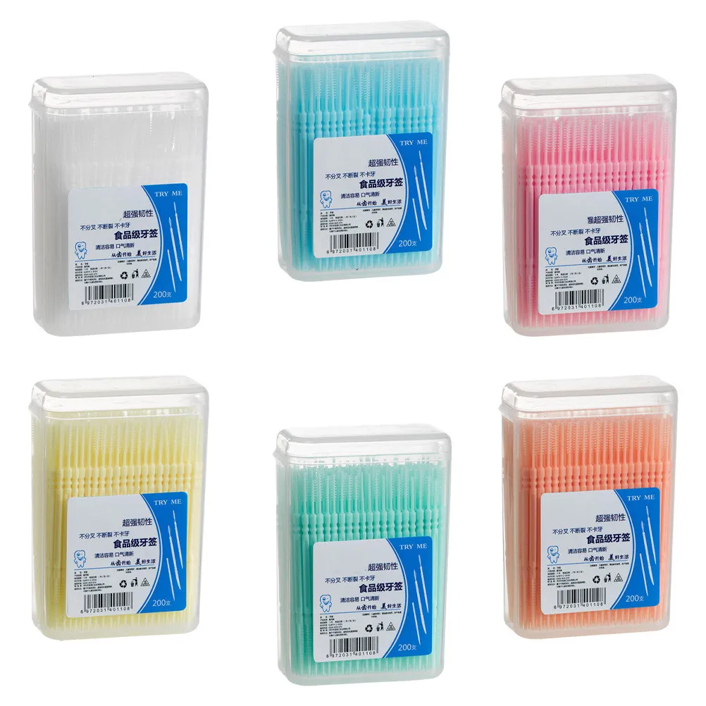 6 Boxes Disposable Interdental Toothpicks Double-End Dental Floss Picks Premium Polypropylene Teeth Cleaning Tools Portable