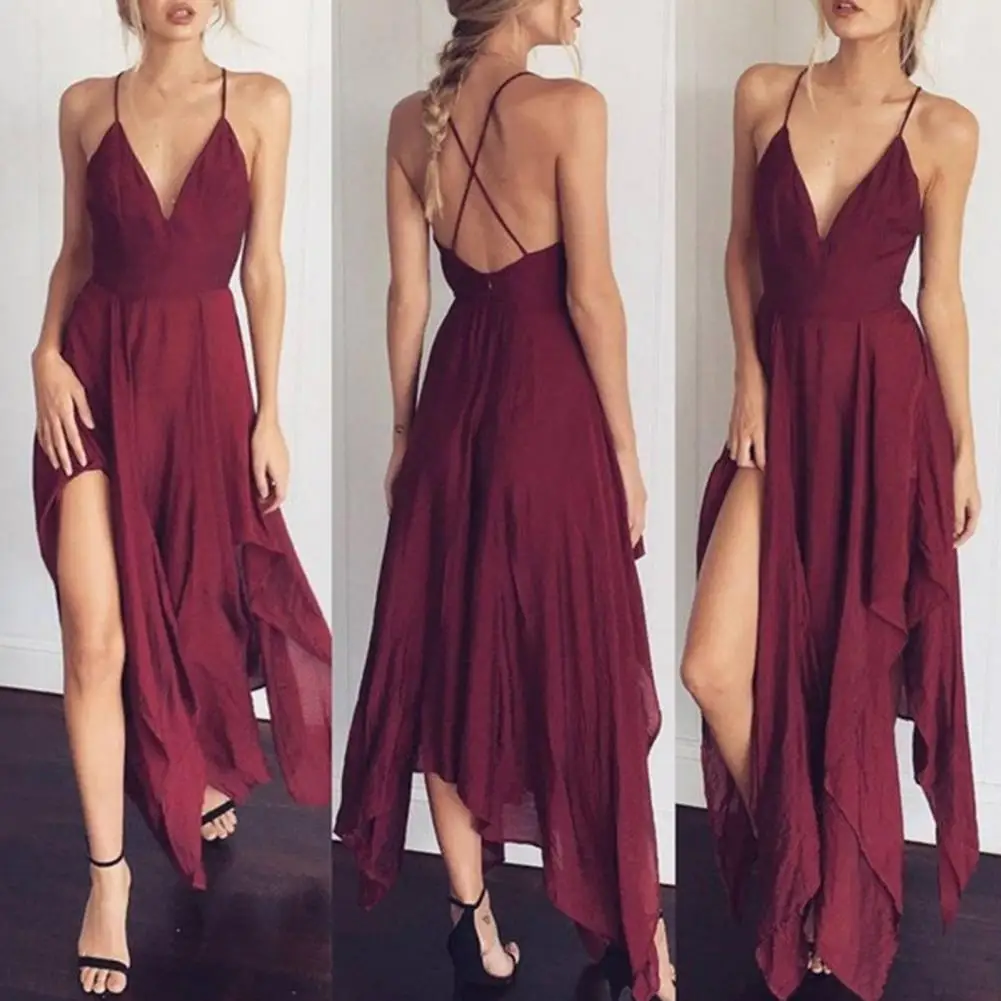 Prom Halter Backless Maxi Dress Women 2024 Summer Streetwear Sleeveless High Slit Holiday Sexy Party Club Long Dresses Wedding